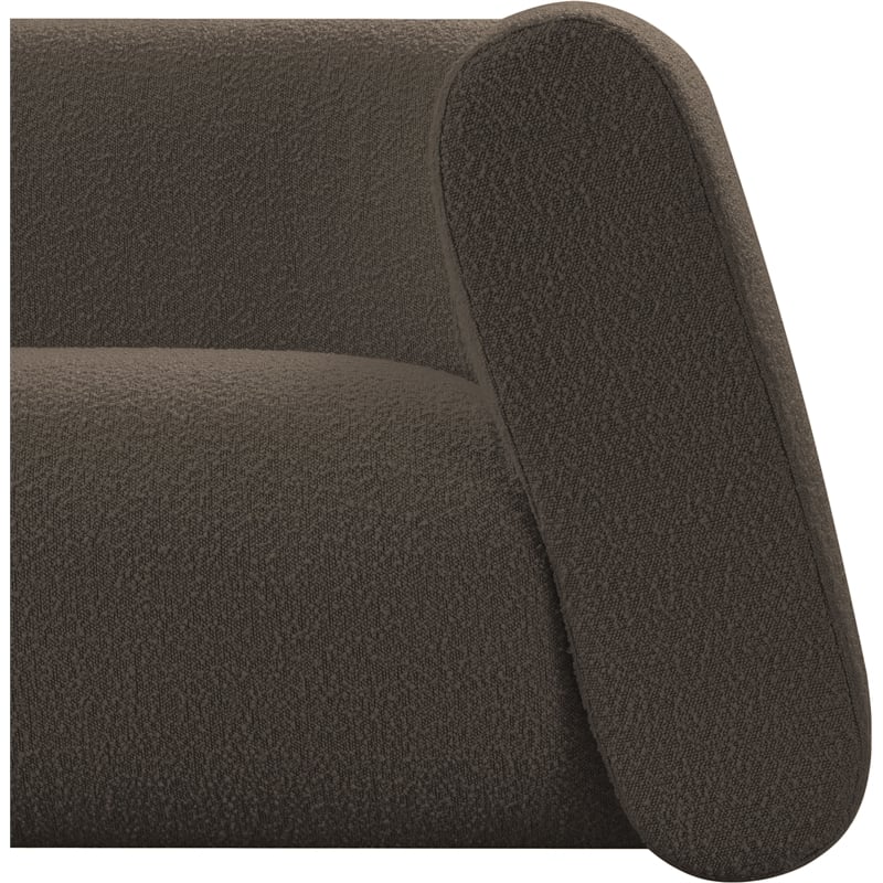 Pemberly Row Contemporary Boucle Fabric Sofa with Ball Pillows in Rich Brown