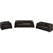 Pemberly Row Contemporary Boucle Fabric Sofa with Ball Pillows in Rich Brown