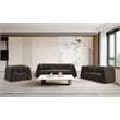 Pemberly Row Contemporary Boucle Fabric Sofa with Ball Pillows in Rich Brown