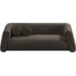 Pemberly Row Contemporary Boucle Fabric Sofa with Ball Pillows in Rich Brown