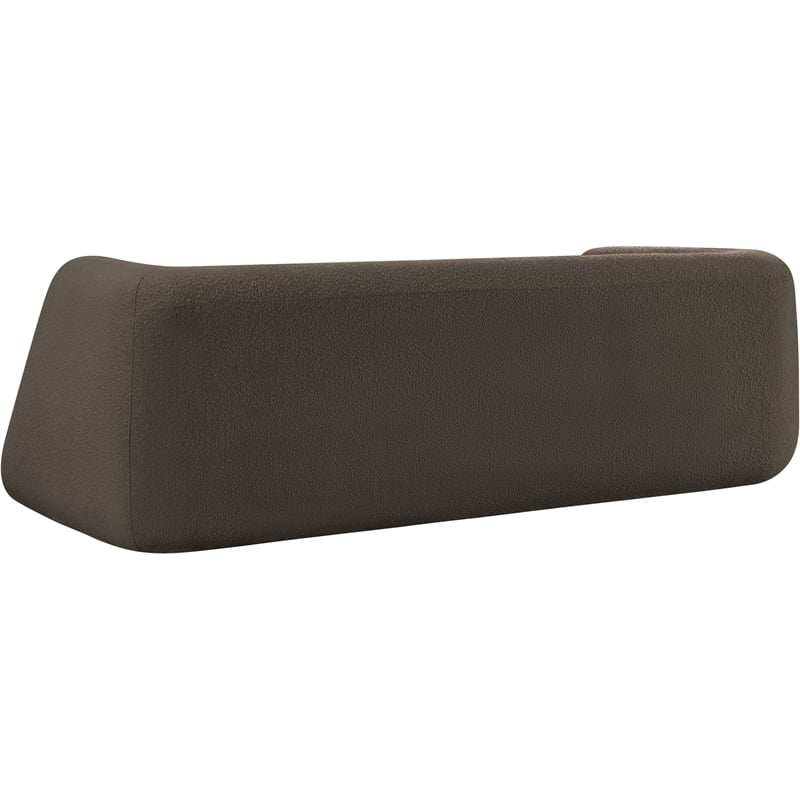 Pemberly Row Contemporary Boucle Fabric Sofa with Ball Pillows in Rich Brown