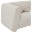 Pemberly Row Contemporary Boucle Fabric Chair with Ball Pillows in Rich Cream