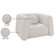 Pemberly Row Contemporary Boucle Fabric Chair with Ball Pillows in Rich Cream