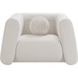 Pemberly Row Contemporary Boucle Fabric Chair with Ball Pillows in Rich Cream