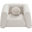 Pemberly Row Contemporary Boucle Fabric Chair with Ball Pillows in Rich Cream