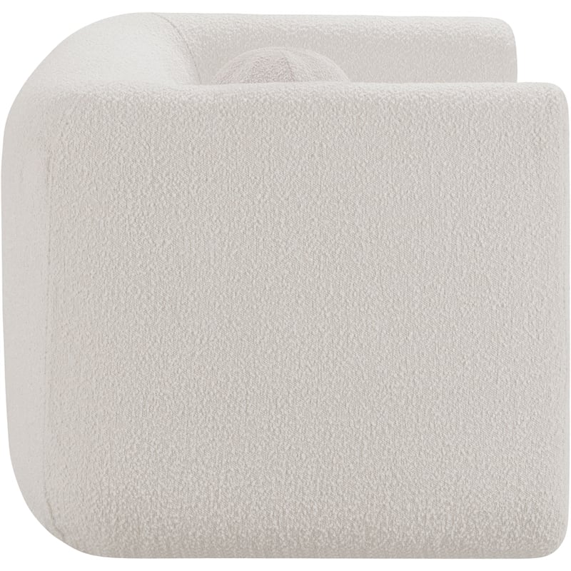 Pemberly Row Contemporary Boucle Fabric Chair with Ball Pillows in Rich Cream