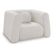 Pemberly Row Contemporary Boucle Fabric Chair with Ball Pillows in Rich Cream