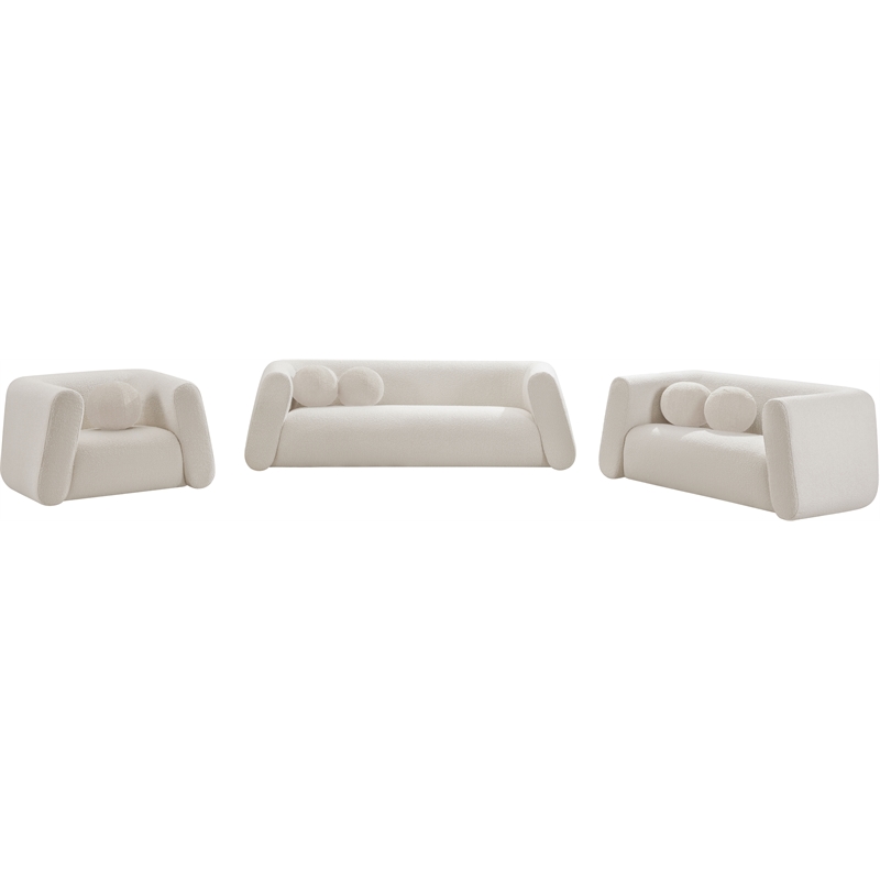 Pemberly Row Contemporary Boucle Fabric Loveseat in Rich Cream