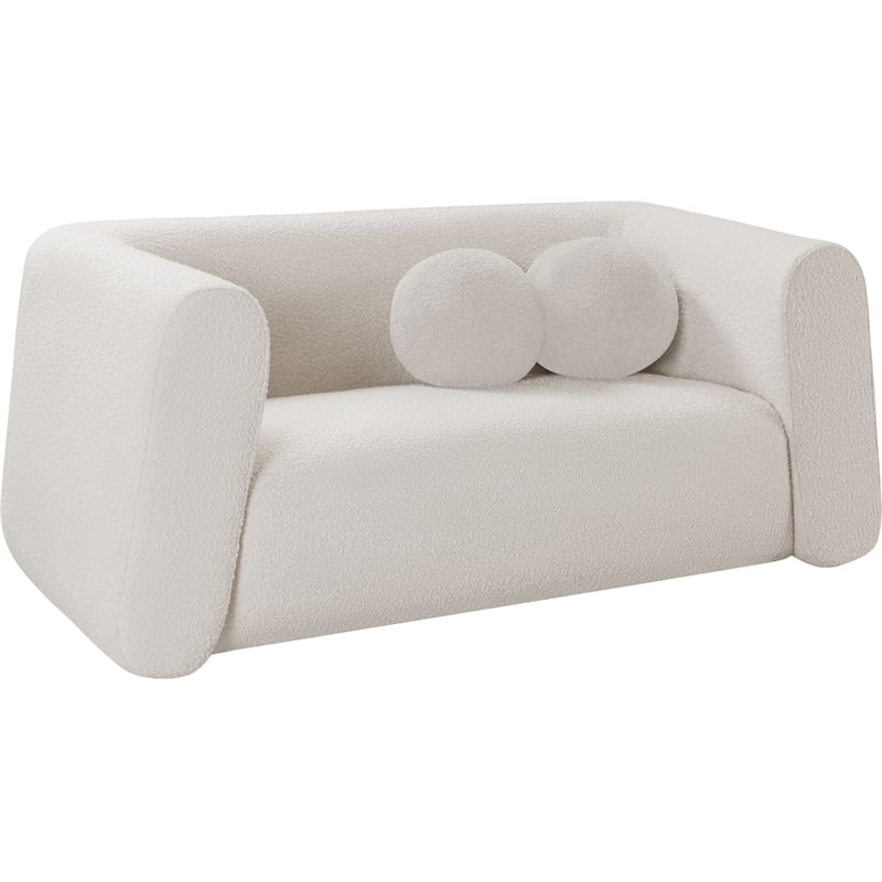 Pemberly Row Contemporary Boucle Fabric Loveseat in Rich Cream