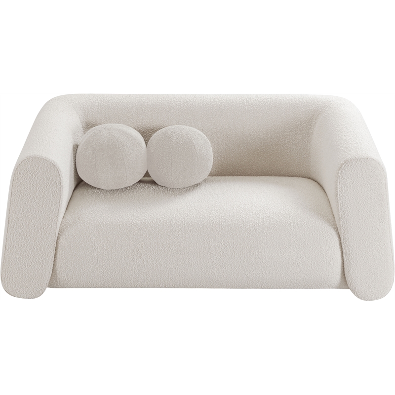 Pemberly Row Contemporary Boucle Fabric Loveseat in Rich Cream
