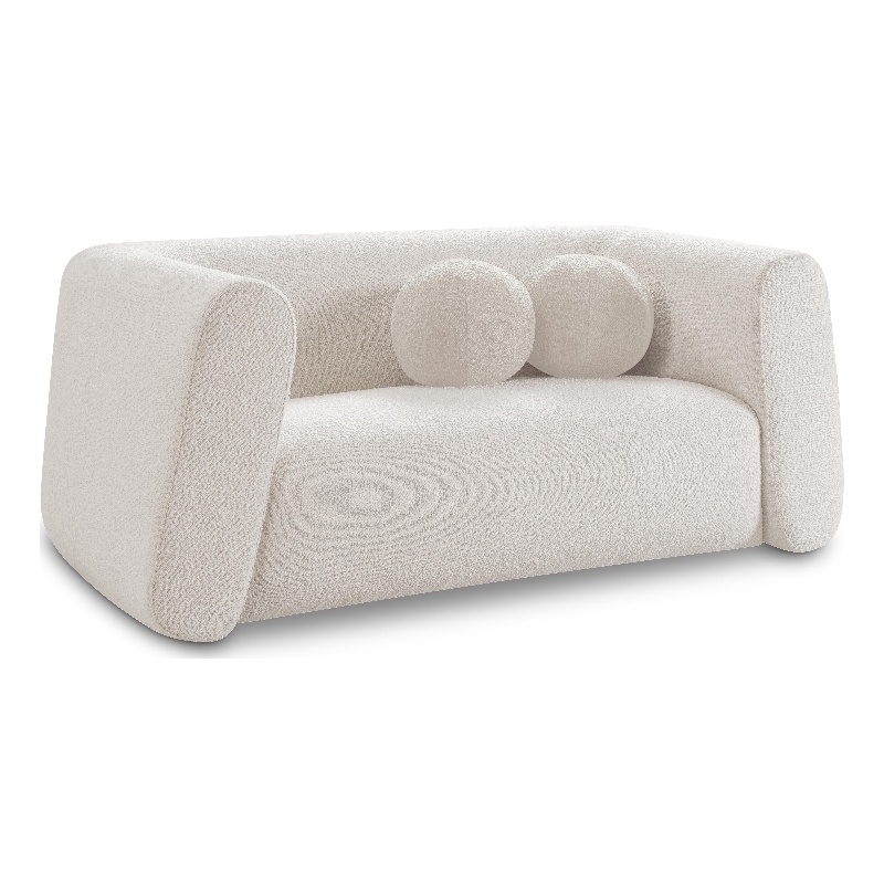 Pemberly Row Contemporary Boucle Fabric Loveseat in Rich Cream