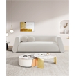 Pemberly Row Contemporary Boucle Fabric Sofa with Ball Pillows in Rich Cream
