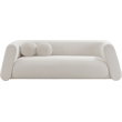 Pemberly Row Contemporary Boucle Fabric Sofa with Ball Pillows in Rich Cream