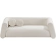 Pemberly Row Contemporary Boucle Fabric Sofa with Ball Pillows in Rich Cream