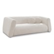 Pemberly Row Contemporary Boucle Fabric Sofa with Ball Pillows in Rich Cream