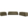 Pemberly Row Contemporary Boucle Fabric Chair with Ball Pillow in Olive Green