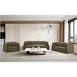 Pemberly Row Contemporary Boucle Fabric Chair with Ball Pillow in Olive Green