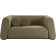 Pemberly Row Contemporary Boucle Fabric Loveseat with Ball Pillow in Olive Green
