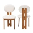 Pemberly Row Cream Fabric and Brown Wood 2-Piece Dining Chair Set