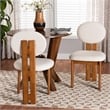 Pemberly Row Cream Fabric and Brown Wood 2-Piece Dining Chair Set