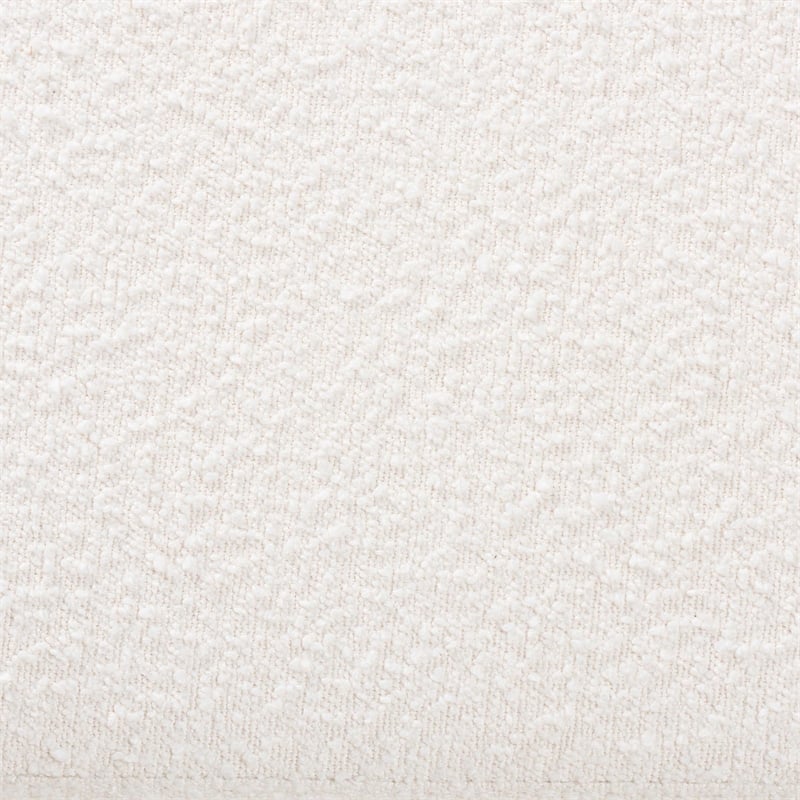 Pemberly Row Cream Boucle Fabric Storage Bench with Woven Rattan