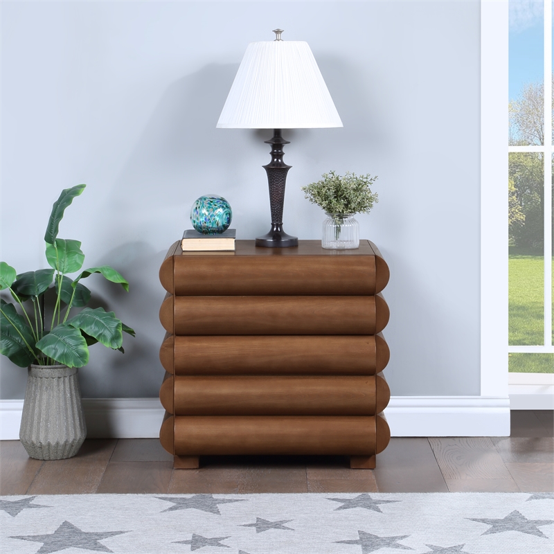 Pemberly Row Modern / Contemporary Walnut Night Stand / Side Table