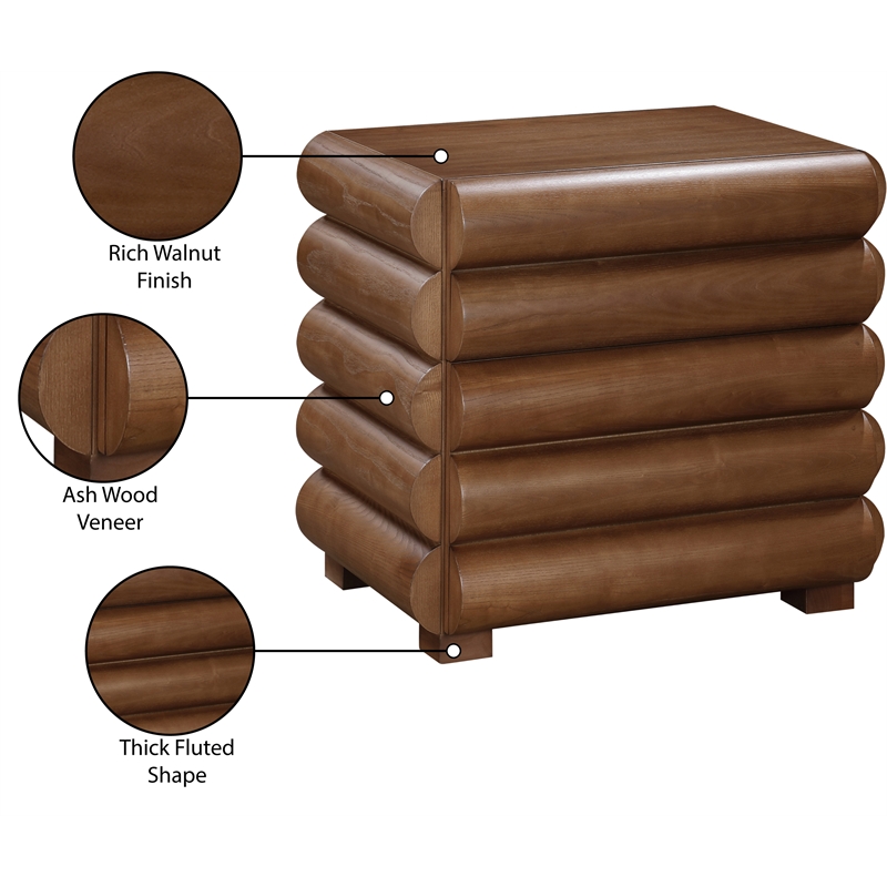 Pemberly Row Modern / Contemporary Walnut Night Stand / Side Table