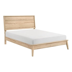 Pemberly Row Contemporary Wood Eastern King Panel Bed in Natural Oak