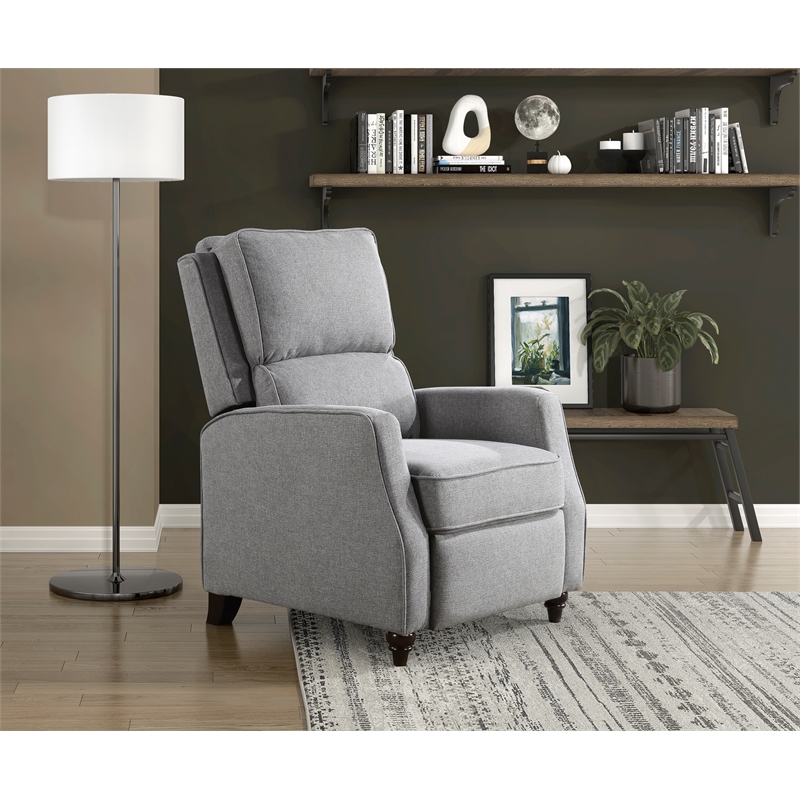 Pemberly Row Modern / Contemporary Fabric Push Back Recliner in Gray