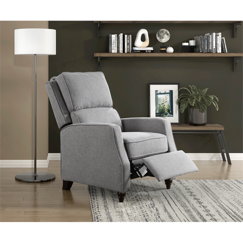 Pemberly Row Modern / Contemporary Fabric Push Back Recliner in Gray