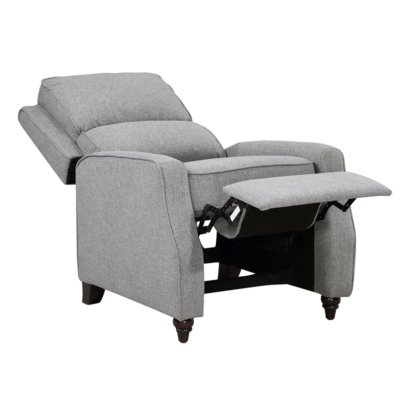 Pemberly Row Modern / Contemporary Fabric Push Back Recliner in Gray
