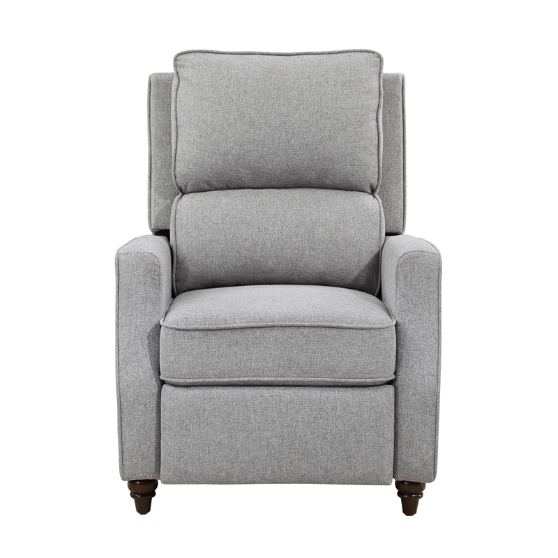 Pemberly Row Modern / Contemporary Fabric Push Back Recliner in Gray