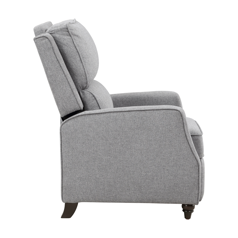 Pemberly Row Modern / Contemporary Fabric Push Back Recliner in Gray