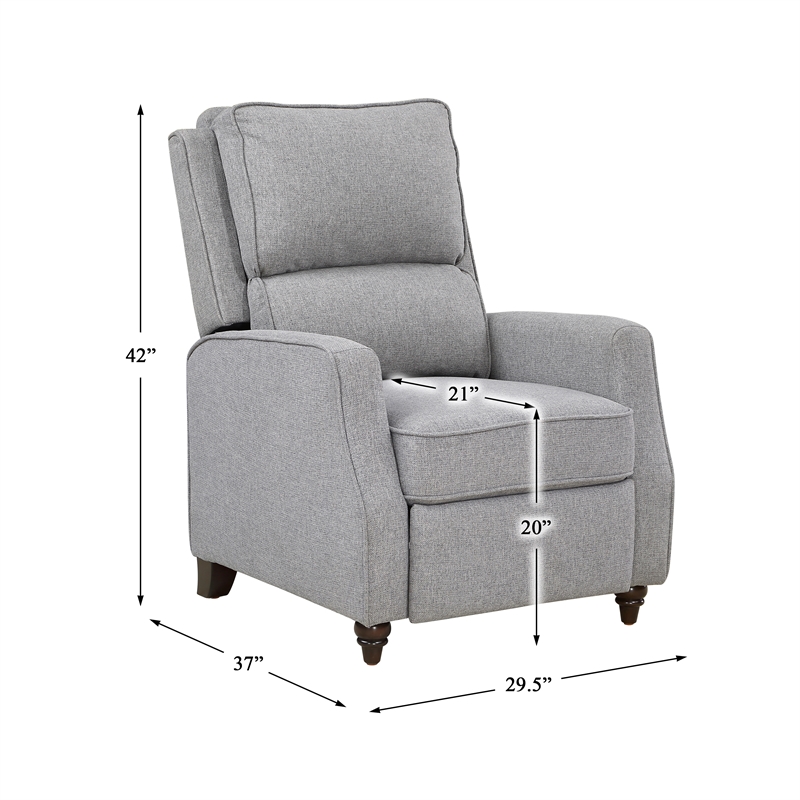Pemberly Row Modern / Contemporary Fabric Push Back Recliner in Gray