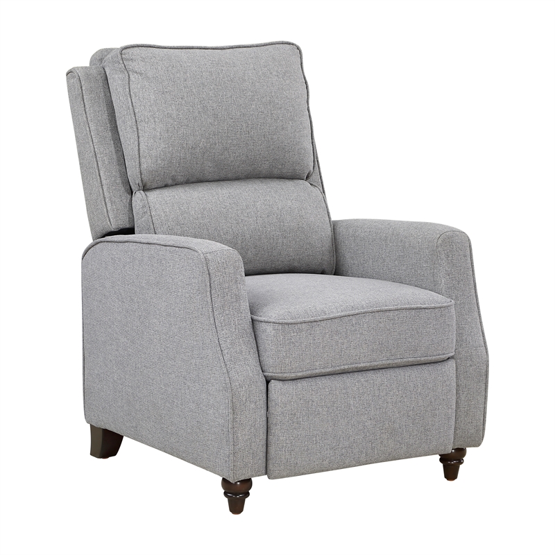 Pemberly Row Modern / Contemporary Fabric Push Back Recliner in Gray