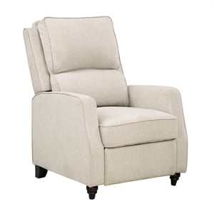 Pemberly Row Contemporary Fabric Push Back Recliner in Beige