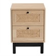 Pemberly Row 2-Drawer Mid-Century Wood End Table in Light Brown/Black