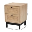 Pemberly Row 2-Drawer Mid-Century Wood End Table in Light Brown/Black