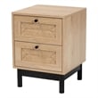 Pemberly Row 2-Drawer Mid-Century Wood End Table in Light Brown/Black