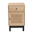 Pemberly Row 1-Drawer Mid-Century Wood End Table in Light Brown/Black