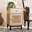 Pemberly Row 1-Drawer Mid-Century Wood End Table in Light Brown/Black