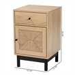 Pemberly Row 1-Drawer Mid-Century Wood End Table in Light Brown/Black