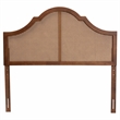 Pemberly Row Ash Walnut Finished Wood Queen Size Headboard with Rattan