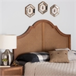 Pemberly Row Ash Walnut Finished Wood Queen Size Headboard with Rattan