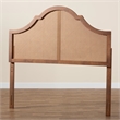 Pemberly Row Ash Walnut Finished Wood Queen Size Headboard with Rattan