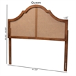 Pemberly Row Ash Walnut Finished Wood Queen Size Headboard with Rattan