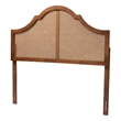Pemberly Row Ash Walnut Finished Wood Queen Size Headboard with Rattan