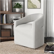 Pemberly Row Contemporary Fabric Armchair with Curved Armrests in White
