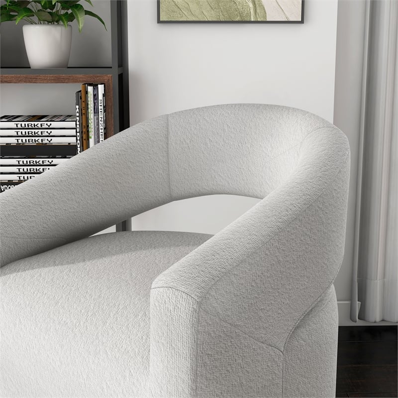 Pemberly Row Contemporary Fabric Armchair with Curved Armrests in White