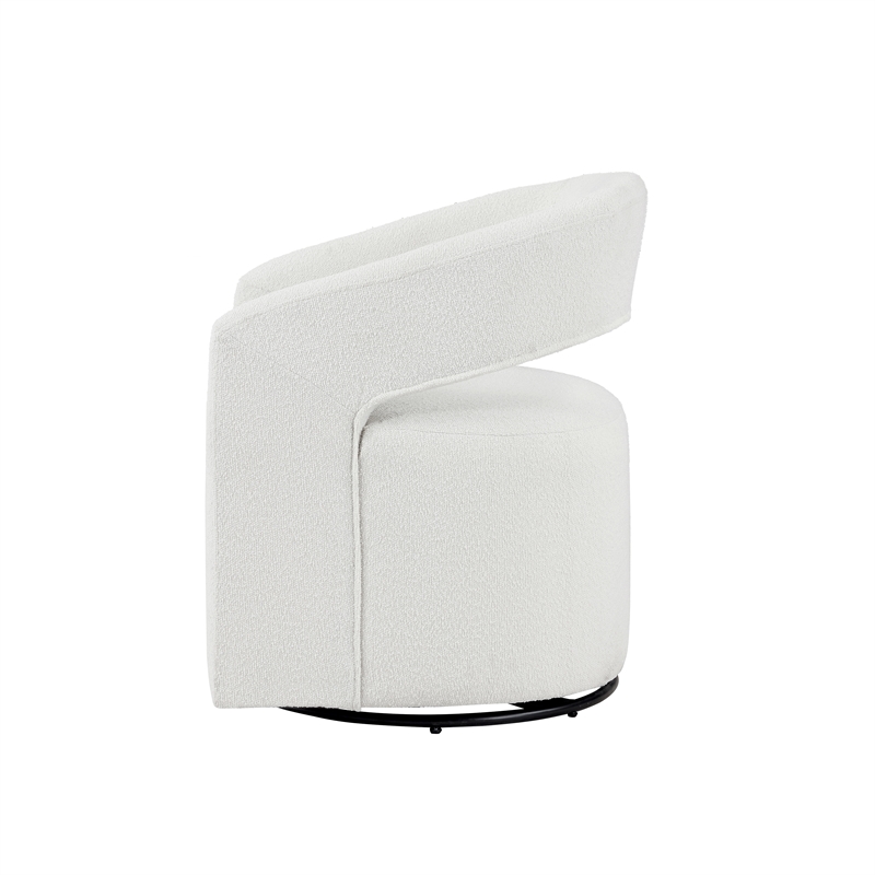 Pemberly Row Contemporary Fabric Armchair with Curved Armrests in White